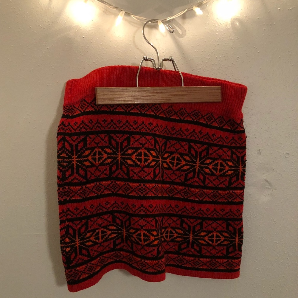 Red and orange sweater skirt